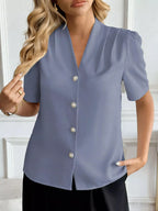 V-neck Button-down Shirt (10)