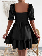 Smocked Square Neck Short Sleeve Dress (18)