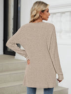 Pocketed Open Front Long Sleeve Cardigan (15)