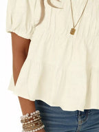 Ruched Tiered Puff Sleeve Blouse (9)