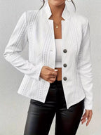 Textured Knit Button-front Blazer (19)