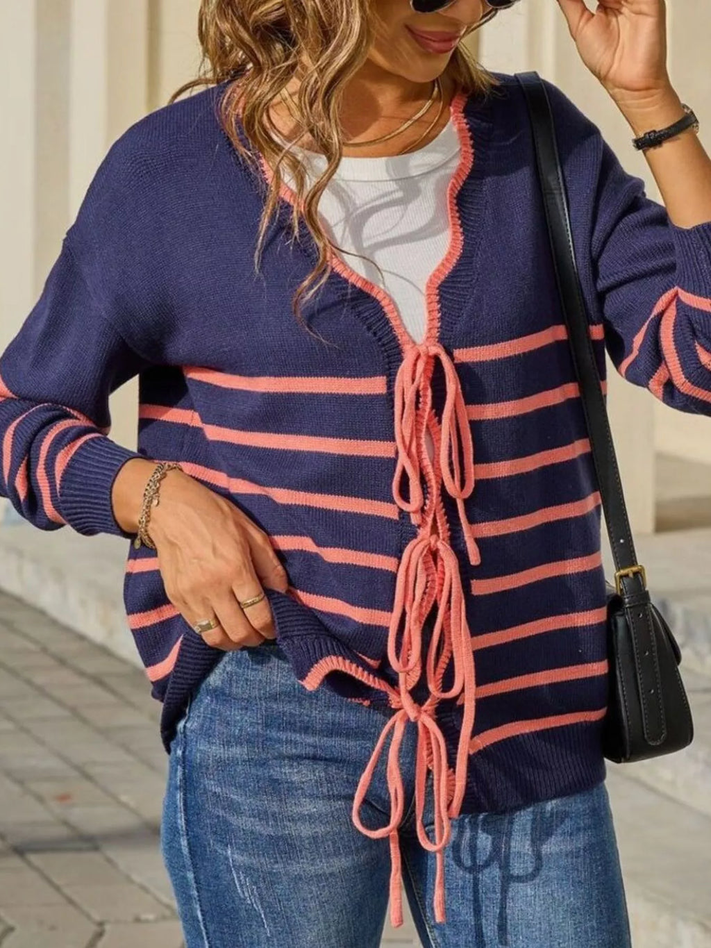 Striped Tie Front Knit Cardigan (19)