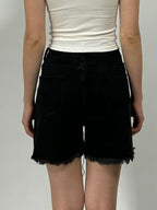 Rhinestone Chain Raw Hem Denim Shorts (6)