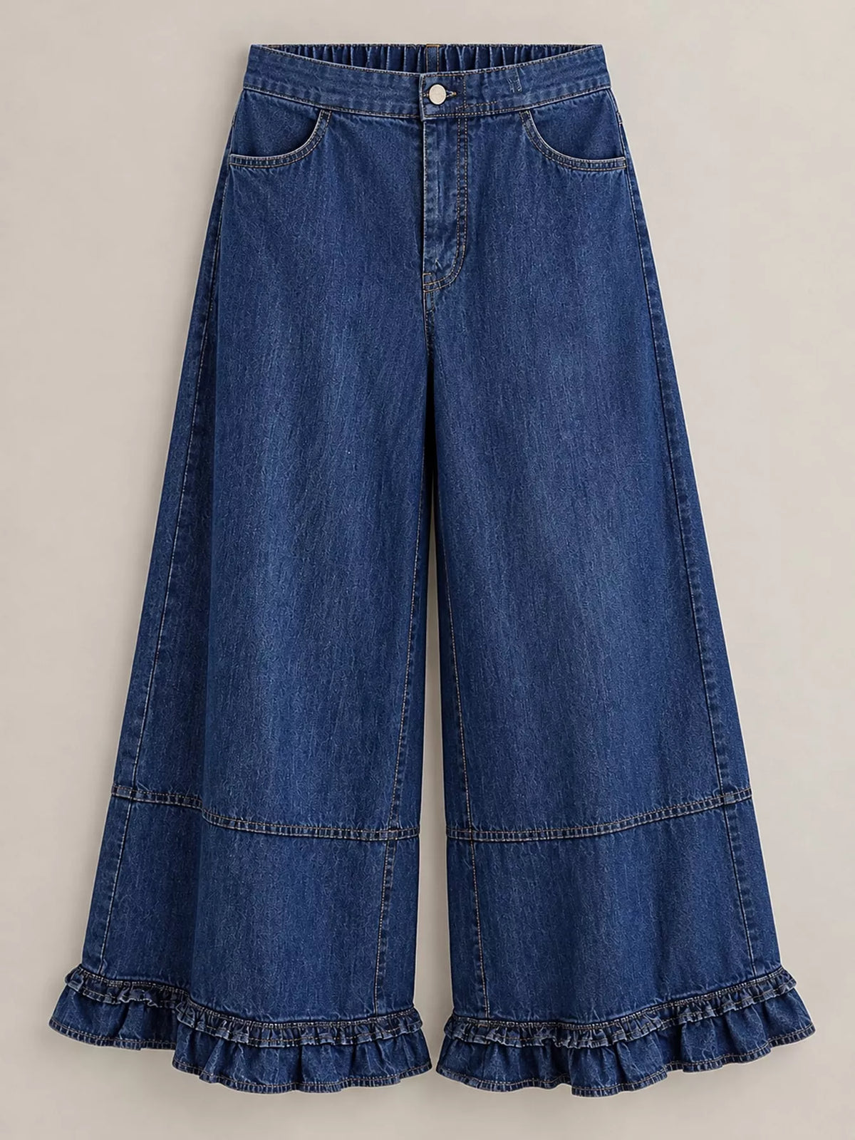 Wide-leg Ruffle Hem Jeans (4)