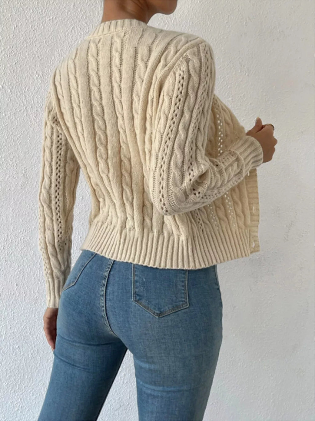 Cable Knit Button-up Cardigan (8)