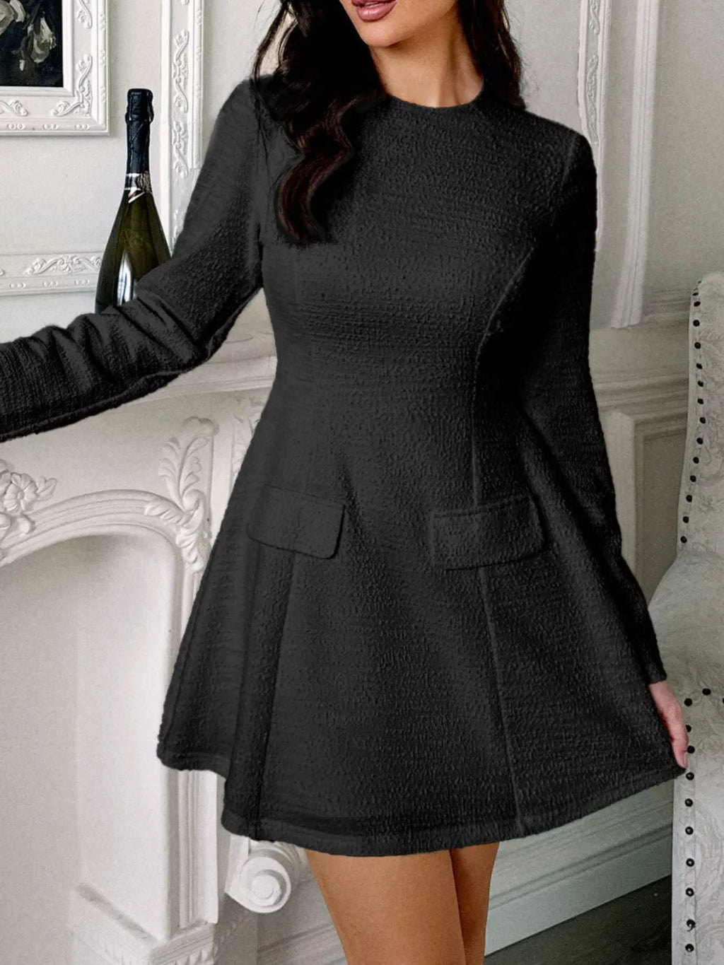 Cutout Back Long Sleeve Mini Dress (5)