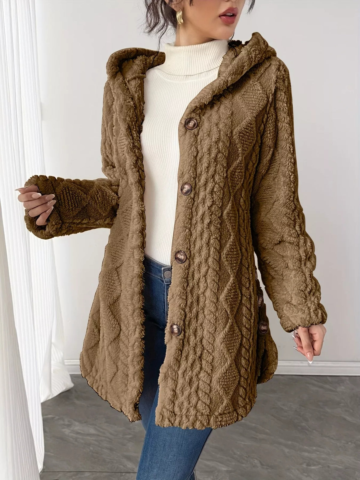 Full Size Button-down Hooded Outerwear Plus (24)