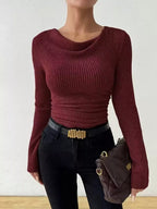 Cowl Neck Ribbed Knit Top (10)