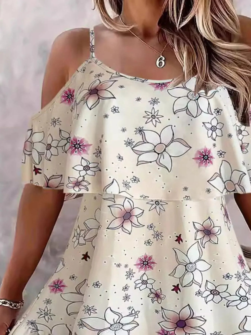Floral Cold Shoulder Ruffle Mini Dress (9)
