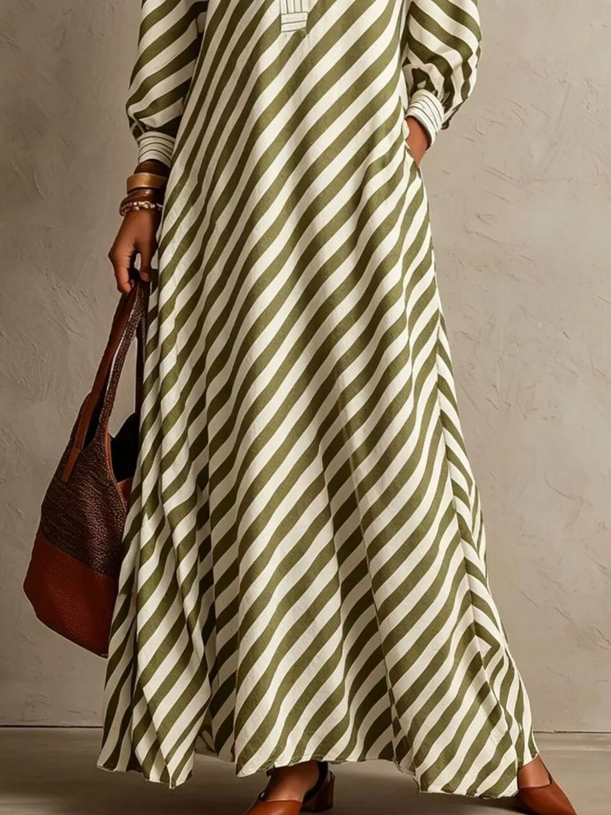 Striped Long Sleeves Maxi Dress (9)