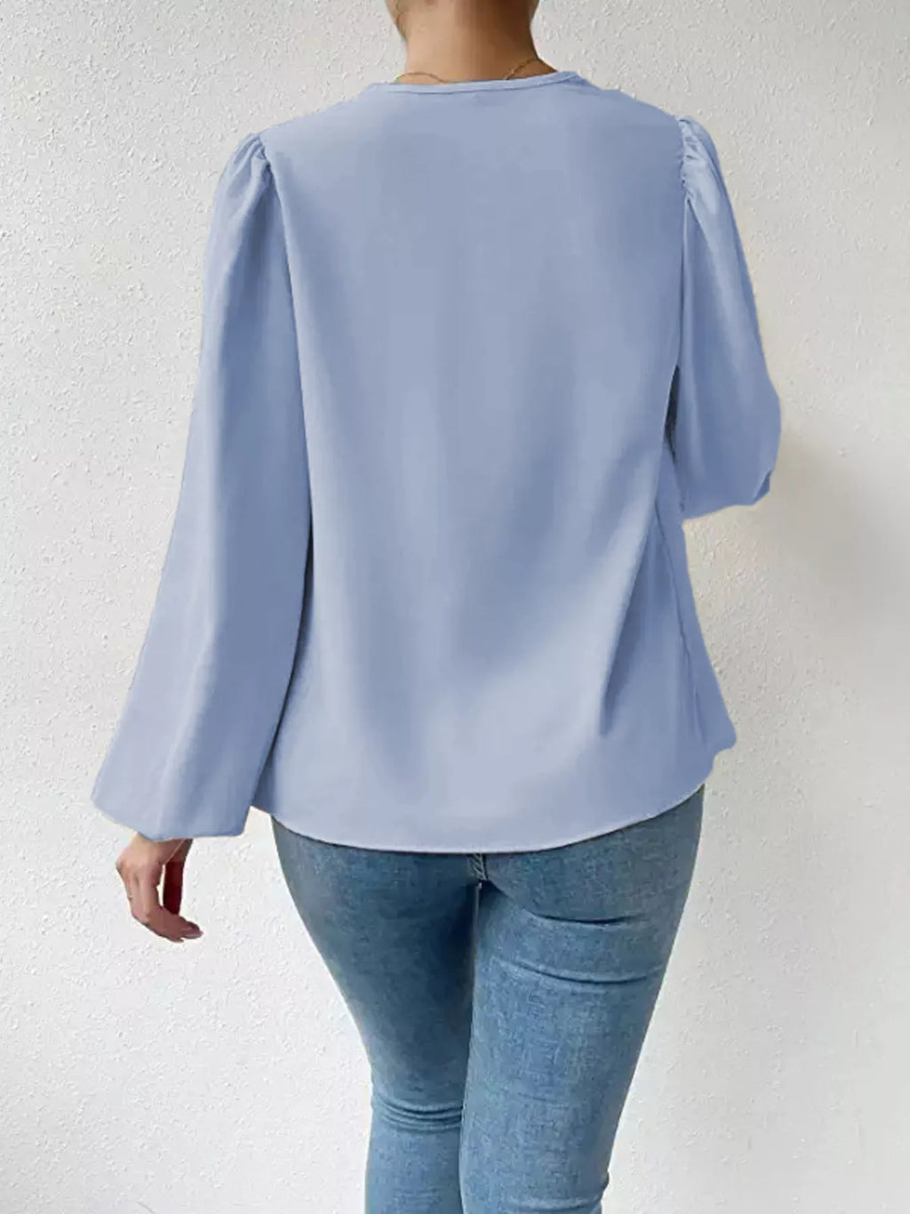 Full Size Cowl Neck Balloon Sleeve Blouse Plus (17)