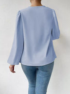 Full Size Cowl Neck Balloon Sleeve Blouse Plus (17)