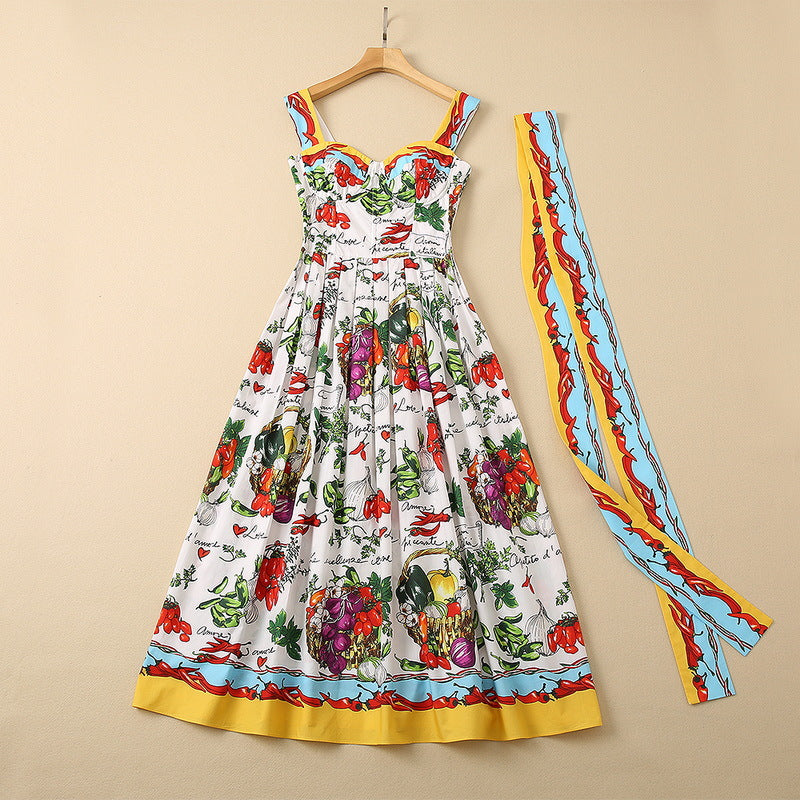 Keel Body Shaping Fruit Vegetable Sling Dress variant CJLY202220001AZ|CJLY202220002BY|CJLY202220003CX|CJLY202220004DW