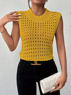Hollow Out Round Neck Knit Tank (11)