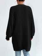 Open Front Dropped Shoulder Slit Cardigan (14)