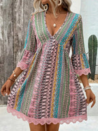 Printed V-neck A-line Dress (14)