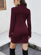 Turtleneck Long Sleeve Mini Dress Pockets (12)