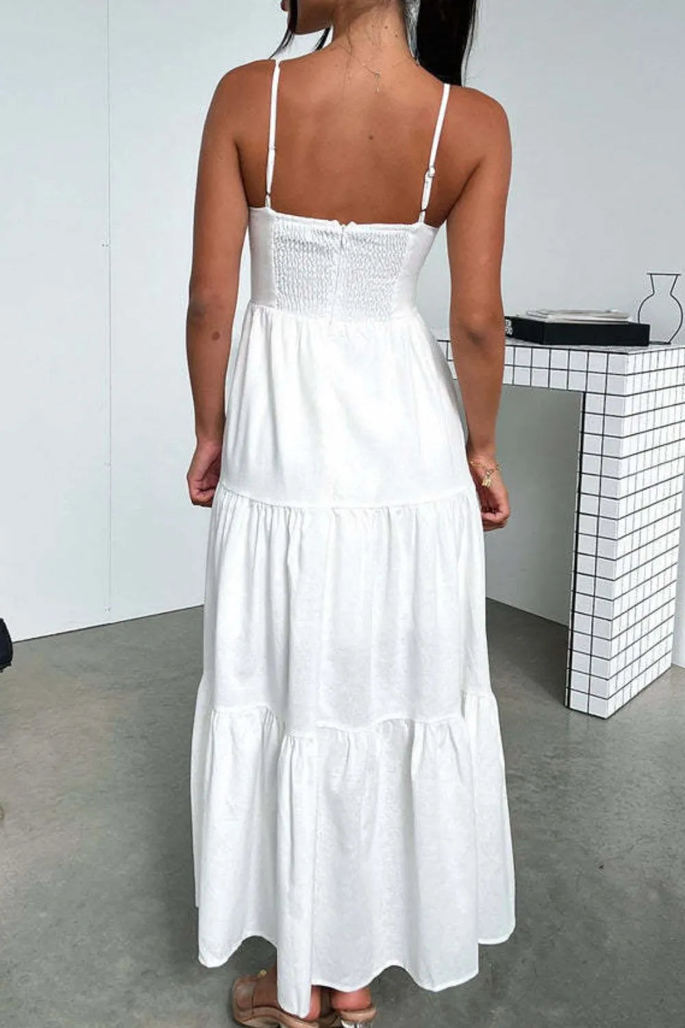 Cut-out Tiered Dress Spaghetti Straps (2)