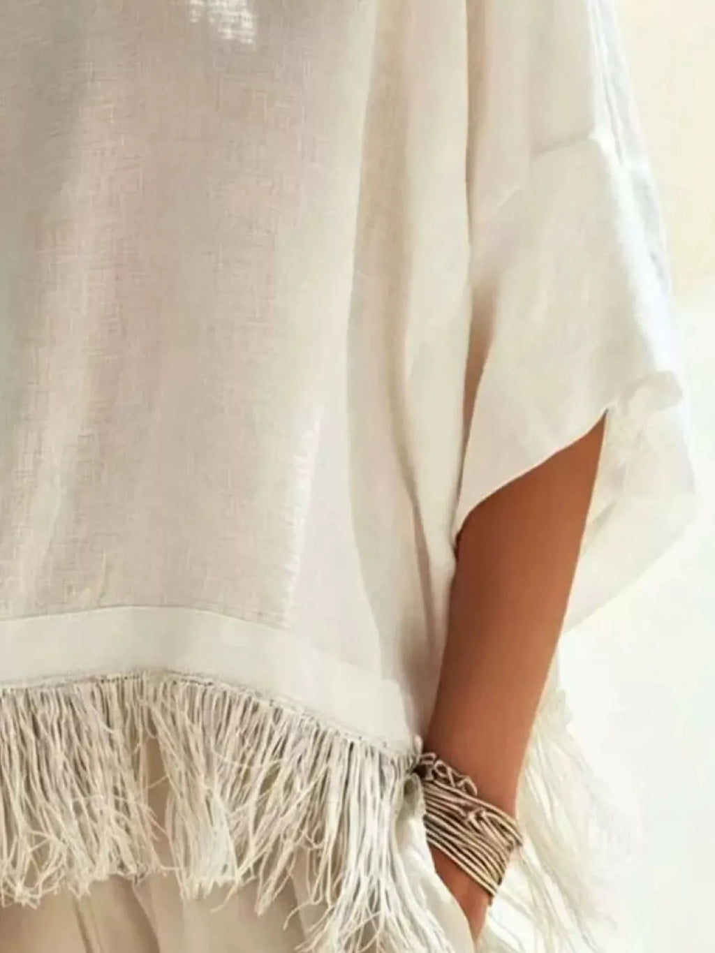 Fringed 3/4 Sleeve Blouse (10)