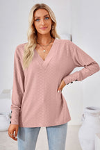 V-neck Long Sleeve Blouse (8)