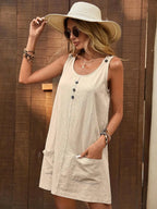 Decor Button Mini Tank Dress Pockets (2)