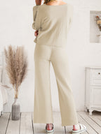 Long Sleeve Lounge Top Drawstring Pants Set (18)