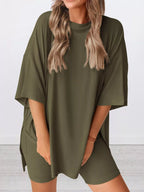 Full Size Half Sleeve T-shirt Shorts Set Plus (2)