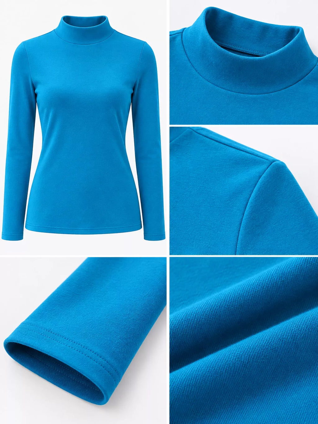 Full Size Slim-fit Mock Neck Long Sleeve Basic T-shirt Plus (24)
