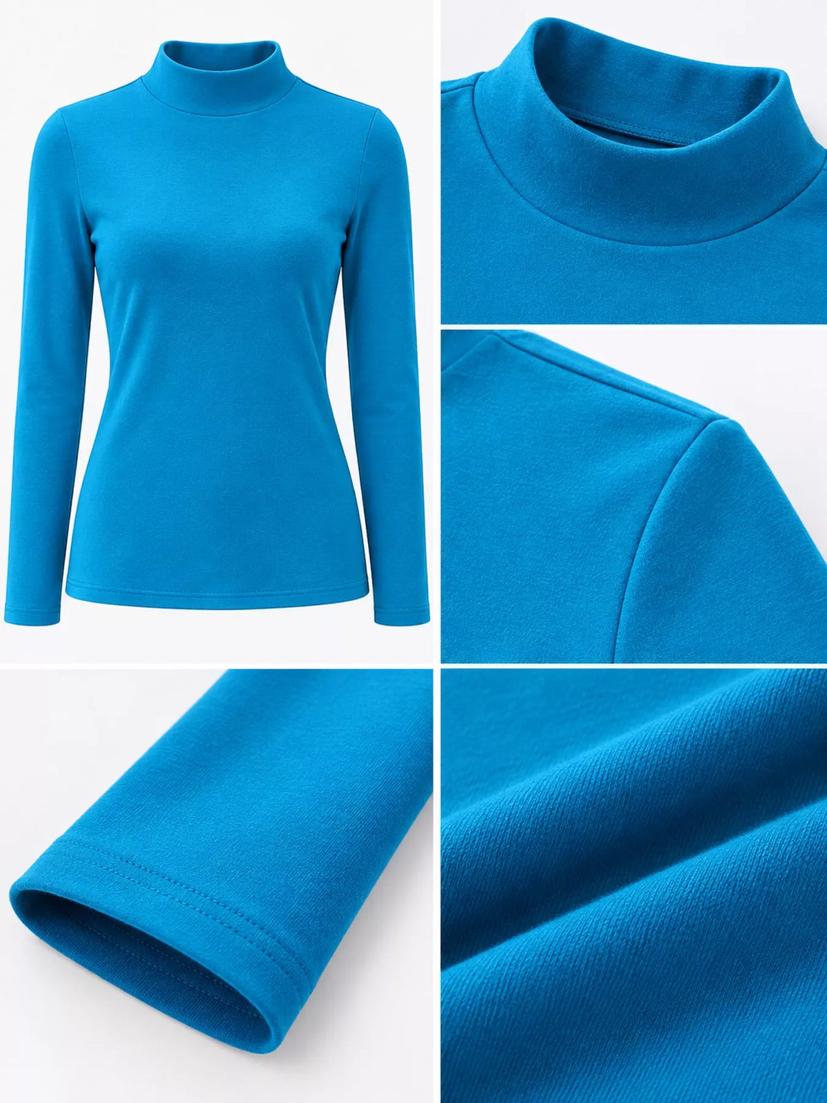 Full Size Slim-fit Mock Neck Long Sleeve Basic T-shirt Plus (24)