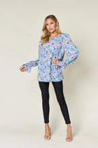 Full Size Printed Flounce Sleeve Blouse (4)