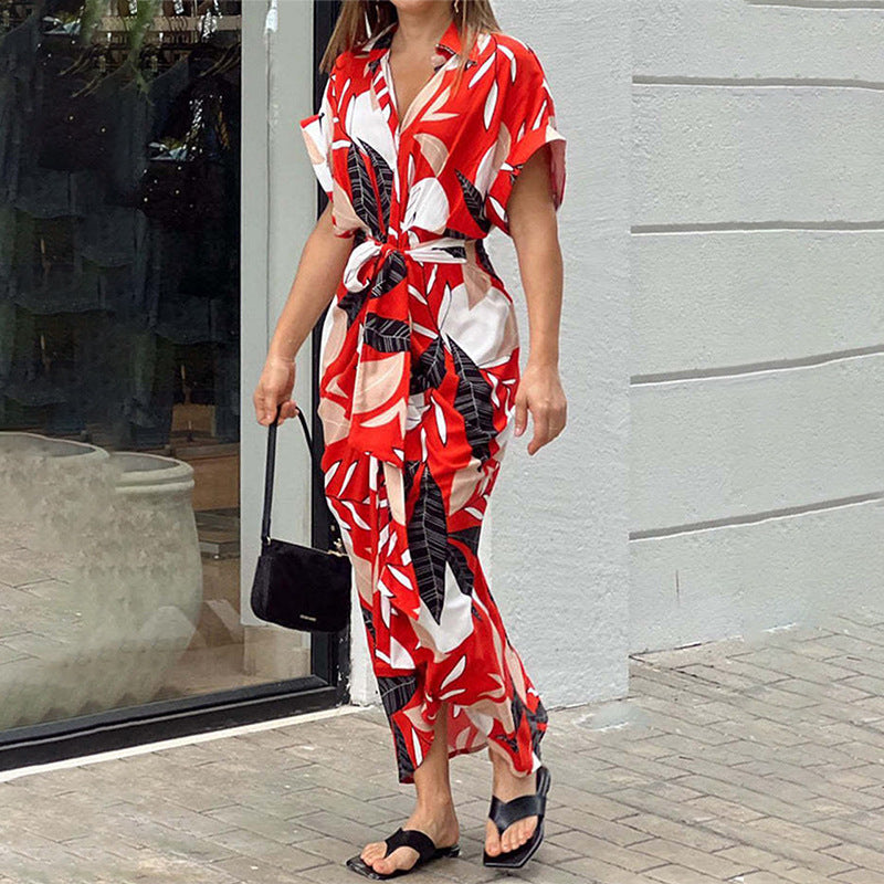 Collared Single-breasted High-waist Shirt Midi Dress variant CJLY286285643QJ|CJLY286285644RI|CJLY286285645SH|CJLY286285646TG|CJLY286285647UF|CJLY286285648VE