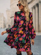 Printed Balloon Sleeve Mini Dress (6)