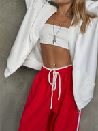 Side Stripes High-waisted Wide-leg Sweatpants (2)