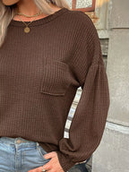 Waffle Knit Round Neck Top (9)