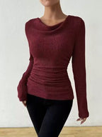Cowl Neck Ribbed Knit Top (11)