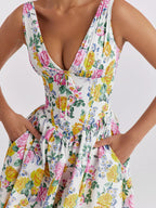 V-neck Sleeveless Midi Dress (2)