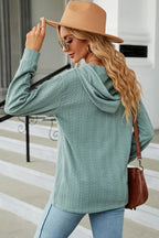 Drawstring Half Button Long Sleeve Hoodie (28)