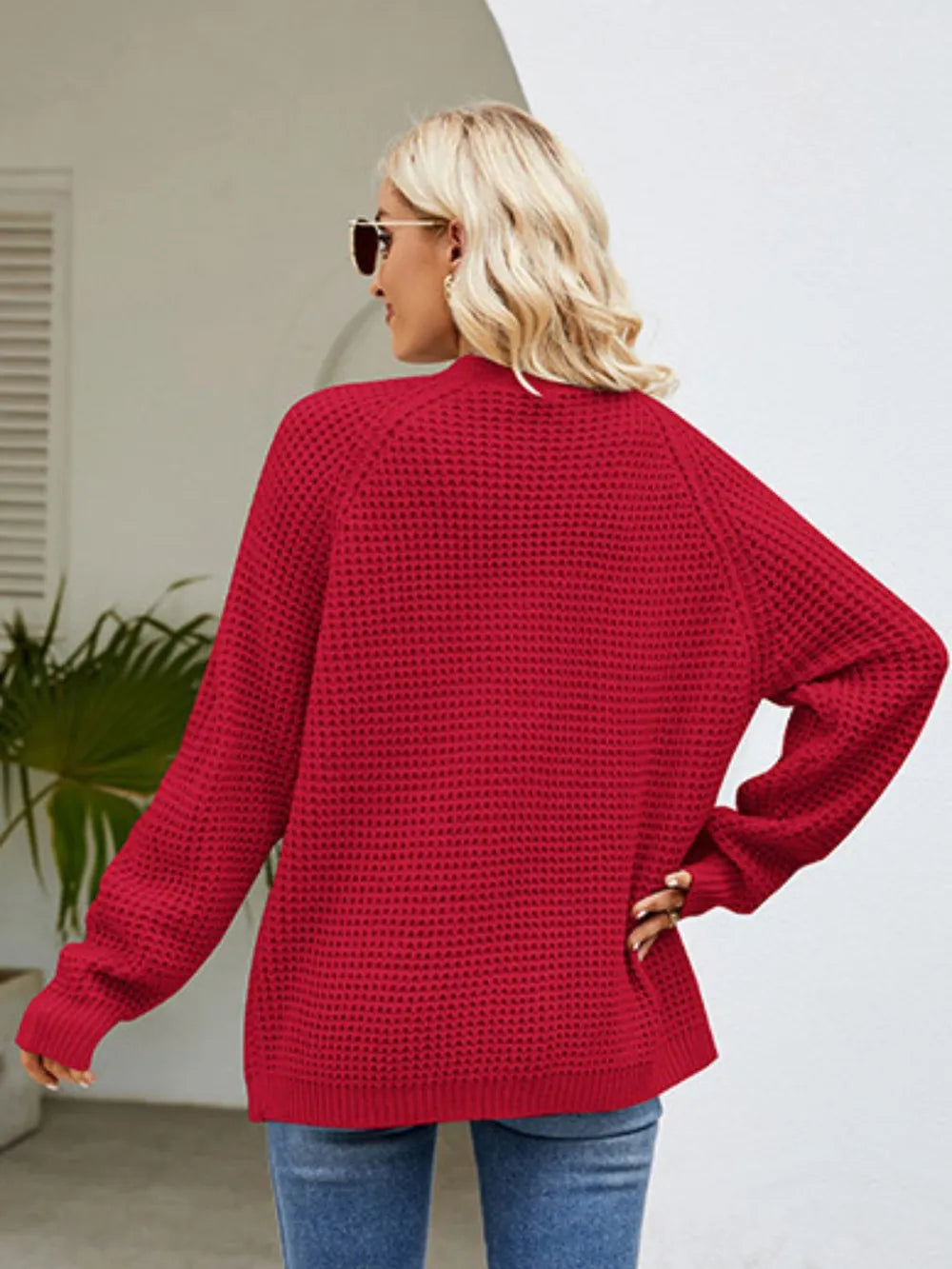 Open Front Raglan Sleeve Pocketed Cardigan (2)