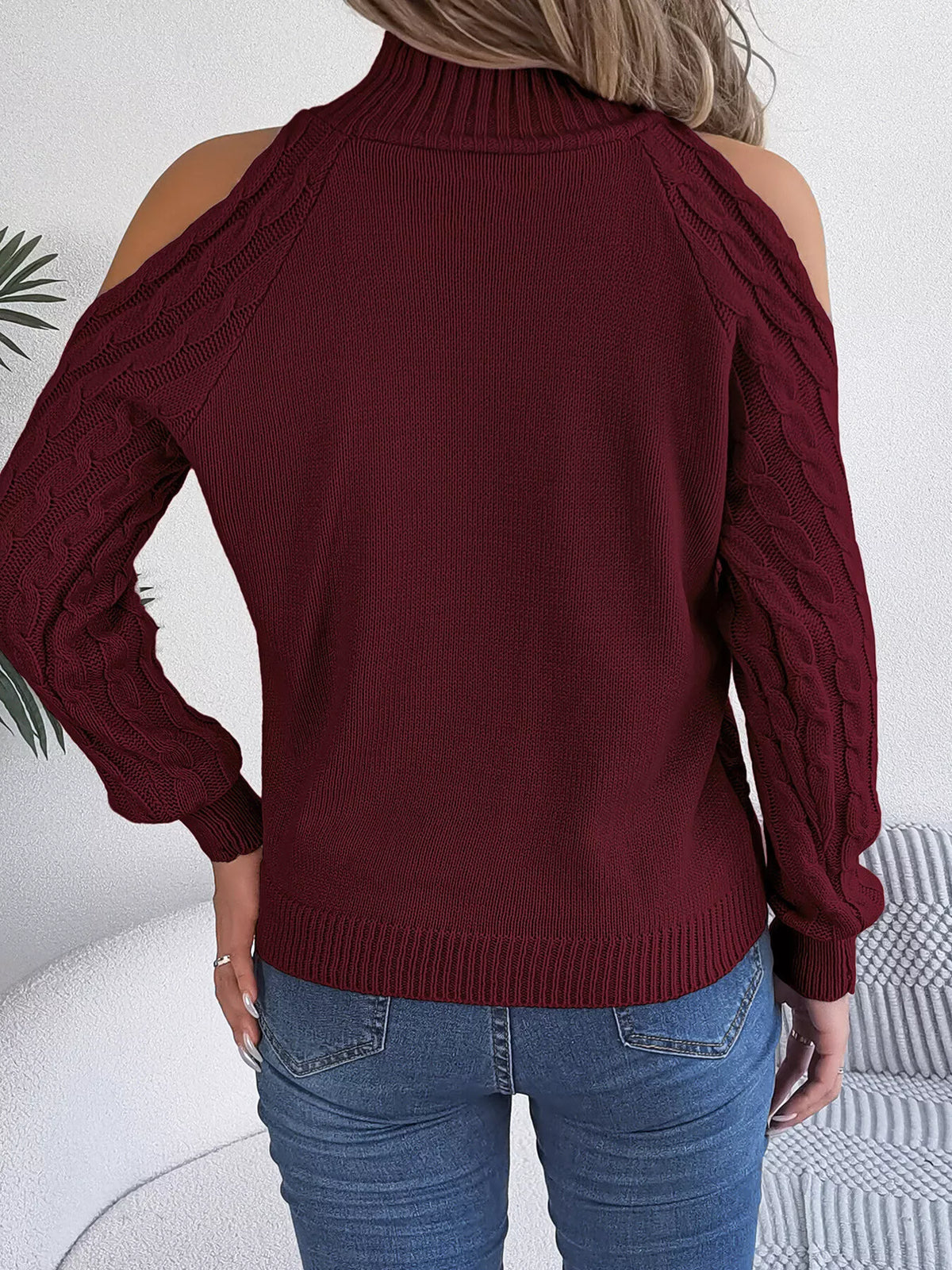 Cold-shoulder Cable Knit Sweater (29)