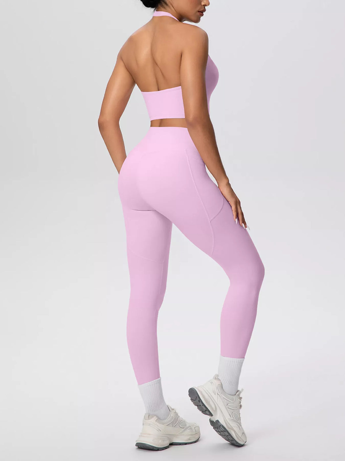 Halter Neck Crop Top High-waisted Leggings Active Set (32)