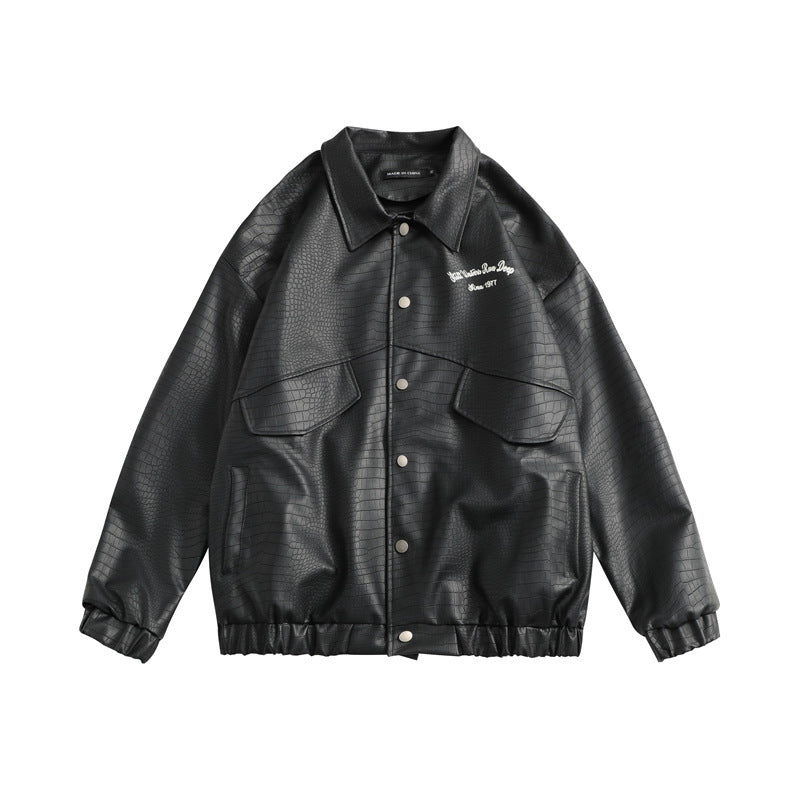 Leather Jacket Lapel Loose Retro Top variant CJFP161857901AZ|CJFP161857902BY|CJFP161857903CX