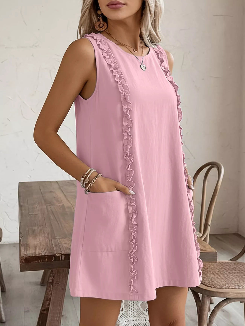 Frill Sleeveless Round Neck Dress (18)