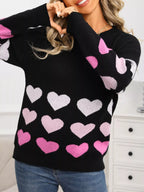 Valentine's Day Heart Pattern Crew Neck Sweater (14)