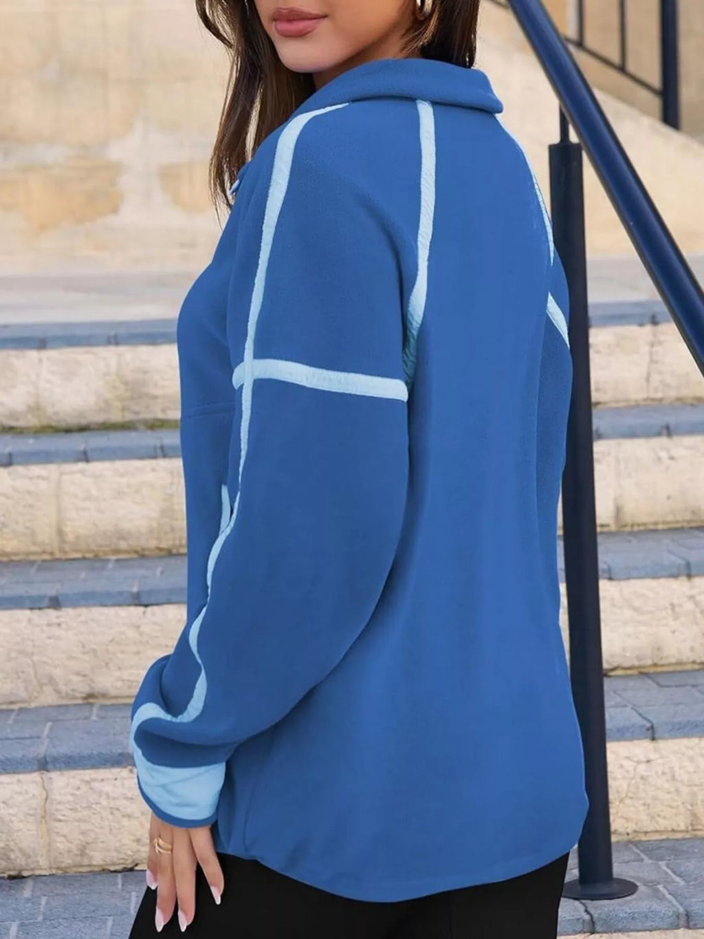 Half Zip Dropped Shoulder Sweatshirt (2)