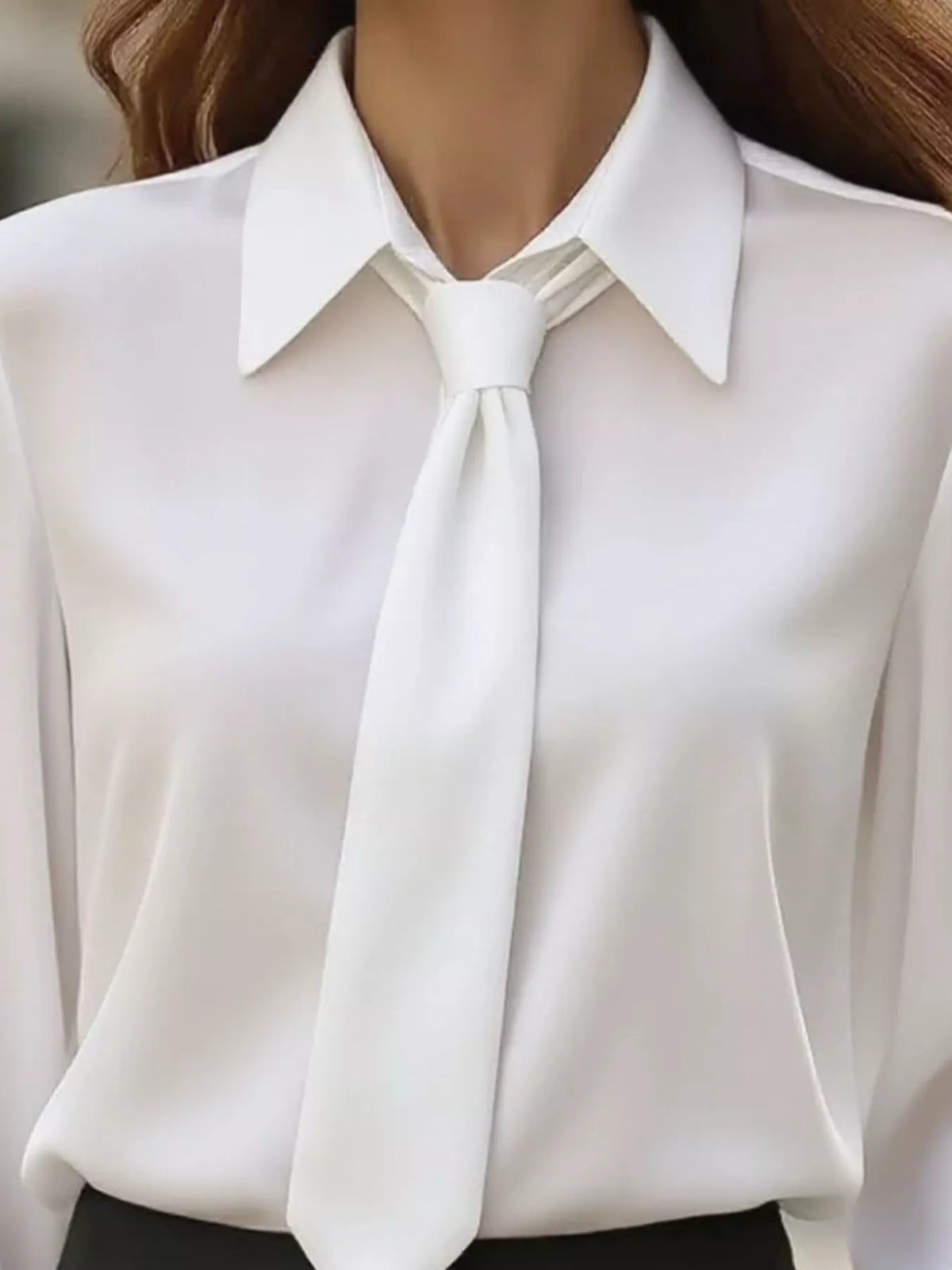 Collared Neck Long Sleeve Blouse (2)