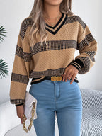 Contrast Striped V-neck Sweater (10)