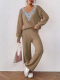 V-neck Sweater Pants Set