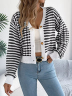 Striped Button-up Cropped Cardigan (11)
