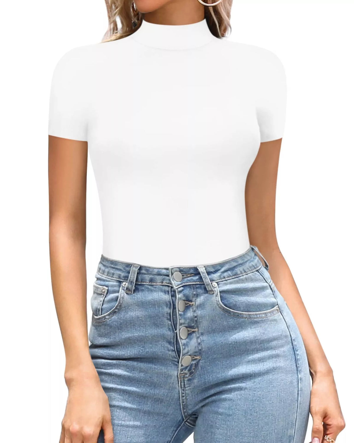 Mock Neck Short Sleeve Bodysuit (2)