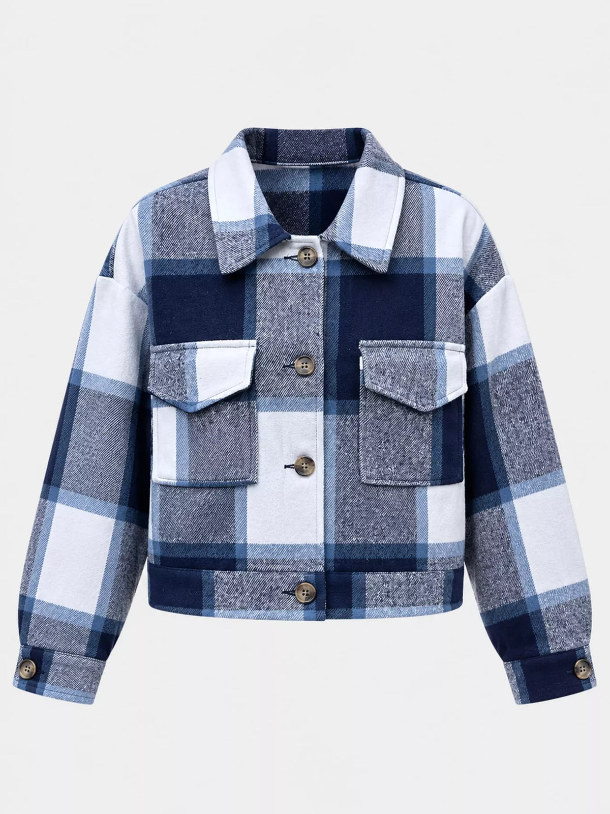 Plaid Button-up Cropped Jacket (8)